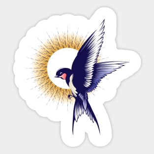 Flying Swallow Bird Colored Tattoo Sticker